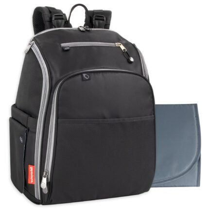 Fisher-Price Fastfinder Multi-Pocket Diaper Bag Backpack - Gray Interior + Changing Pad
